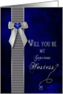 hostess - Bridal Party Invitation - Dark Blue/Navy - Diamonds (Faus) - Gold (faux) card