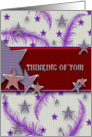 Thinking Of You - Lady In Red Hat - Stars - Glitz - Feathers - Purple - Red card