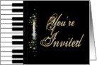 Christmas Party Invitation - Piano - Candles - Keyboard - Musicians - You’Re Invited card