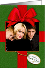 Christmas Gift - Photo Insert - From Our Family to Yours -Red Ribbon (Faux) card