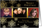 Christmas Three Photos Snowflake Card - Black/Gold card