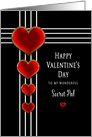 Valentine’s Day, Secret Pal, Red Ornate Hearts on Black Background card