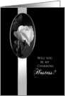 Hostess- BRIDAL PARTY- REQUEST- -Black & White - White Rose card