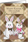 Easter, From Our Family To Yours, Bunny Couple, Babies in Basket card