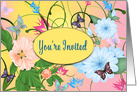Invitation, Bright and Cheerful with Butterflies and Flowers card