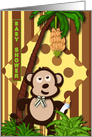 Baby Shower Invitation, Sweet Baby Monkey with Baby Bottle in Jungle card