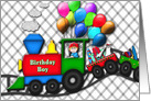Birthday,Party Invitation Boys, Train, Toys, Balloons card