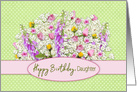 Birthday, Bouquet of Flowers on Green Polka Dot Background card