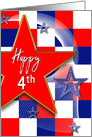 Forth of July, Large Red Star with Red, White and Blue Squares, card