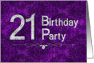 21ST Birthday Party Invitation - Purple Brocade card