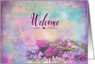 Welcome, Floral Elegance,Tulips and Lilacs on Beautiful Background card