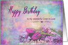 Birthday, Sister-in-Love, Floral Elegance with Purple Tulipsand Lilacs card