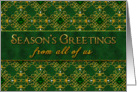 Season’s Greetings - FROM ALL OF US - (Business) Green Jewel (Faux) Gold card