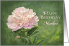 Birthday, Mother, Delicate Pink Peony Flower on Green card