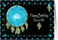 Birthday, Secret Pal, Native American Dreamcatcher with Wolf card