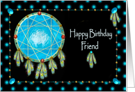 Birthday, Friend, Native American, Dreamcatcher with Wolf card