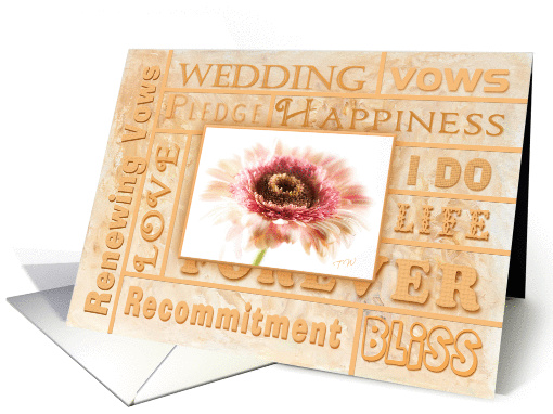 Wedding Renewal of Vows Inviation - Peach floral card (1020919)
