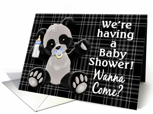 Baby Shower Invitation - Black/White/Gray Teddy Bear card (1038613)