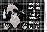 Baby Shower Invitation - Black/White/Gray Teddy Bear card