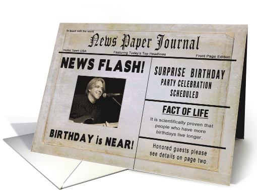 Birthday Party Invitation, Photo Insert, News Paper, Journal, card