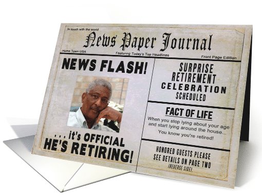 Retirement Party Invitation - Photo Insert - News Paper card (1039845)