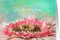 Renew Wedding Vows, Invitation, Pink Gerber Daisy, Paint-like Texture card