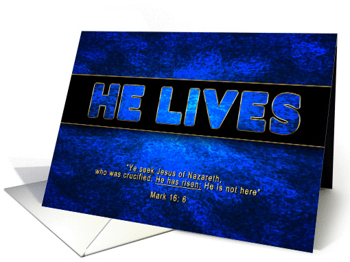 Easter - He Lives - Blue/Gold - Christian card (1055261)