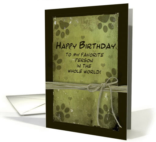 Birthday - From Pet - Green - Paw Imprints card (1060975)
