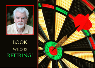 RETIREMENT - INVITATION - SURPRISE - DARTS - PHOTO INSERT
