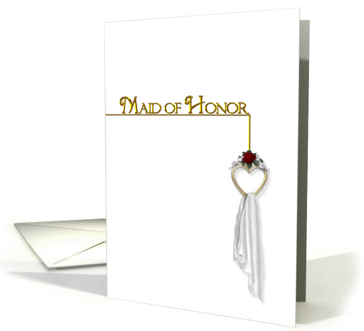 MAID OF HONOR REQUEST - HEART/RED ROSE card (1077978)