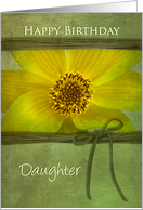 BIRTHDAY, DAUGHTER, YELLOW DAISY on GREEN TEXTURE card