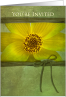 YOU’RE INVITED,INVITATION, YELLOW DAISY ON GREEN card
