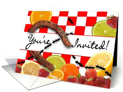 Picnic Invitation - You're Invited - Ants - Horseshoe - Tabletop card