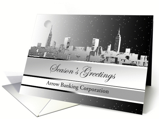 Season's Greetings - Silver - Skyline - Personalize -Business card