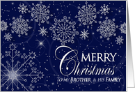 Christmas - Brother & His Family - Navy/Snowflakes card