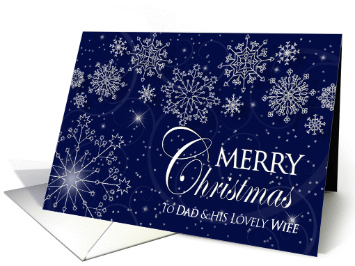 Christmas - Dad and His Wife - Navy/Snowflakes card (1124232)
