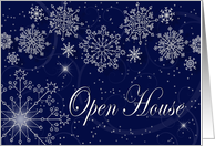 OPEN HOUSE - Navy/Snowflakes card