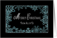 Christmas - From all of Us - Blue Snowflakes on Black - card