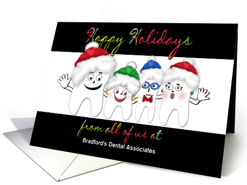 HAPPY HOLIDAYS - Business - Dentist Office - Teeth in Santa Hats card