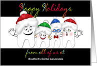 HAPPY HOLIDAYS - Business - Dentist Office - Teeth in Santa Hats card