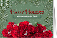Happy Holidays - Business - Personalize Name - Snow/Roses card