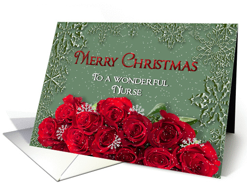 Merry Christmas - Nurse - Snow/Roses card (1127386)