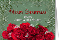 Merry Christmas - SISTER AND FAMILY - Snow/Roses card