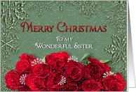 Merry Christmas - Sister - Snow/Roses card