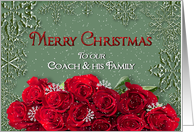 Merry Christmas - Coach and family - Snow/Roses card