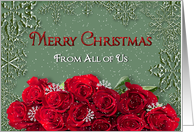 Merry Christmas - From all of us - Snow/Roses card
