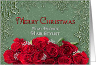 Merry Christmas - Hair Stylist - Snow/Roses card