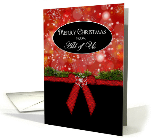Christmas - From All of Us - Red Bow - Snowflake card (1145952)