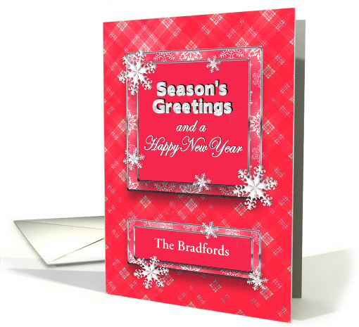 Season's Greetings and Happy New Year - Pink/Red - Name card (1173544)