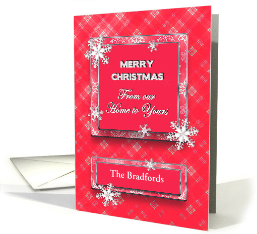 Christmas/Our Home to Yours - Pink/red plaid/Snow/Name card (1173552)